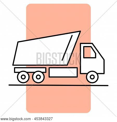 Truck Line Icon For Web Design. Cargo Freight Truck Transportation. Car Speed. Vector Illustration. 