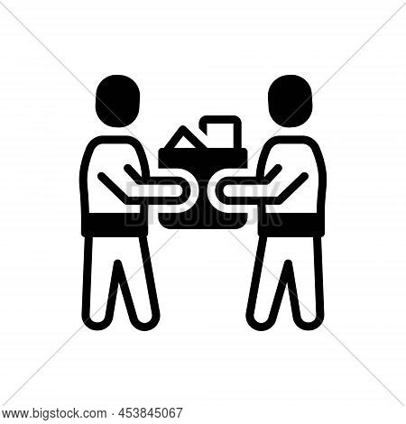 Black Solid Icon For Receive Get Obtain Gain Enlist Accept Collect Pick-up Take Accept