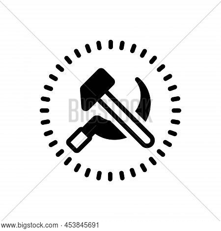 Black Solid Icon For Communist Political Propaganda Communistic Socialist Leftist Collectivi Hammer 