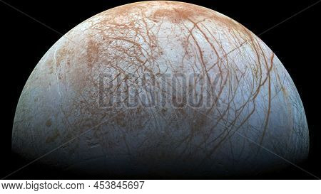 Europa, One Of The Moons Of Planet Jupiter. Elements Of This Image Were Furnished By Nasa.