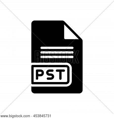 Black Solid Icon For Pst File Document Folder Letter File-type Format Application Extension