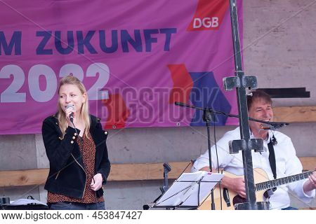 Ravensburg, Germany - Mai, 1, 2022: Gemainsam Zukunft Gestalten - Action We Create The Future Togeth