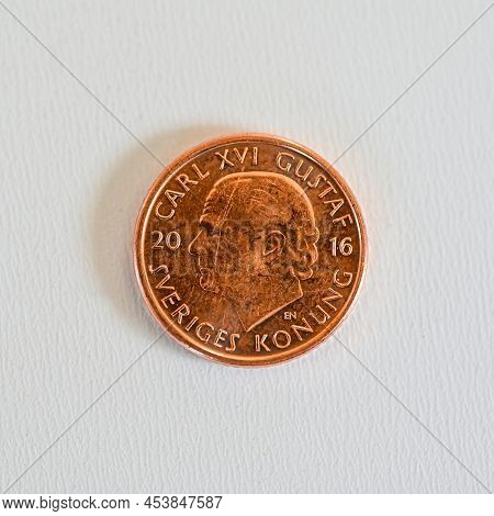 One Swedish Krona With The Swedish King Carl 16 Gustaf