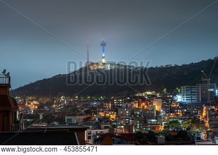 Itaewon District And Namsan Tower In Seoul, South Korea At Night