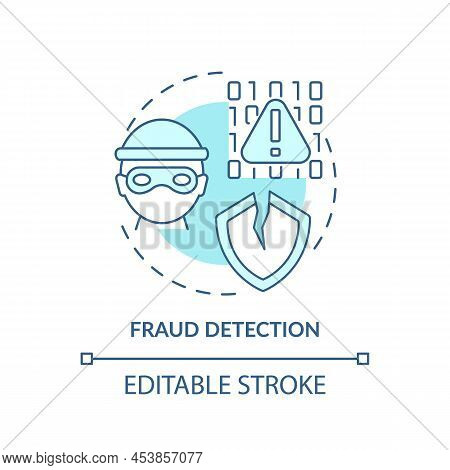 Fraud Detection Turquoise Concept Icon. Fraudulent Activity. Use Of Machine Learning Abstract Idea T