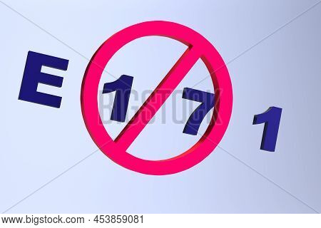Food Additive E171. Danger And Prohibition Titanium Dioxide Concept. 3d Render.