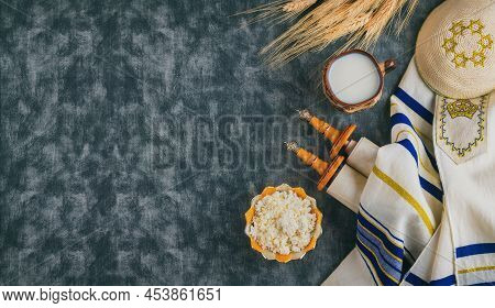 Shavuot Kosher Food Fresh Dairy Products Milk, Cottage Cheese Wheat Harvest Festival