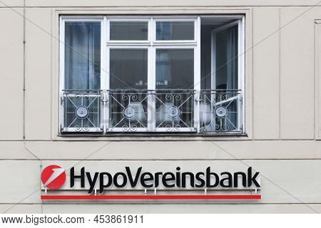 Berlin, Germany - July 12, 2020: Hypovereinsbank Logo On A Wall. Hypovereinsbank Also Called Hvb Is 