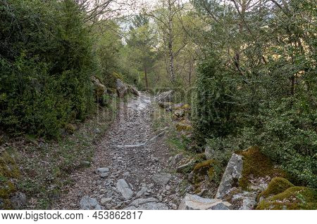 Trail At Madriu Perafita Claror Valley In Andorra,unesco World Heritage Site.