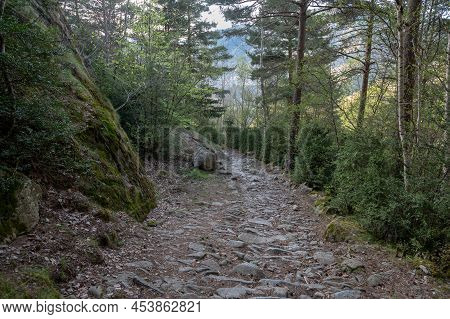 Trail At Madriu Perafita Claror Valley In Andorra,unesco World Heritage Site.