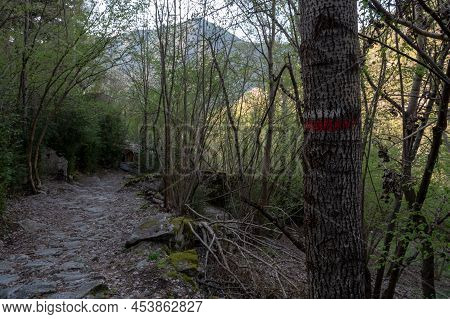 Trail At Madriu Perafita Claror Valley In Andorra,unesco World Heritage Site.