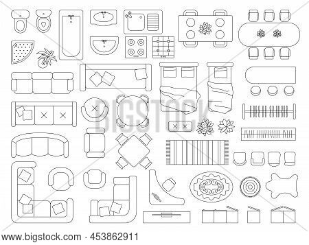 Furniture Top View. Planning Decoration Schemes For Modern Interiors Inside Rooms Drawing Furniture 