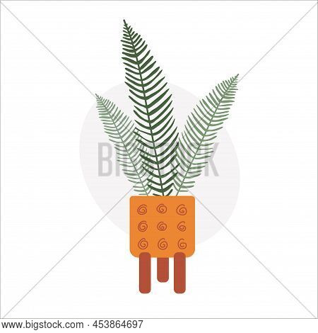 Colorful Hand Drawn Flat Houseplant Isolated On White Background