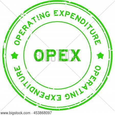 Grunge Green Opex Operating Expendiure Word Round Rubber Seal Stamp On White Background