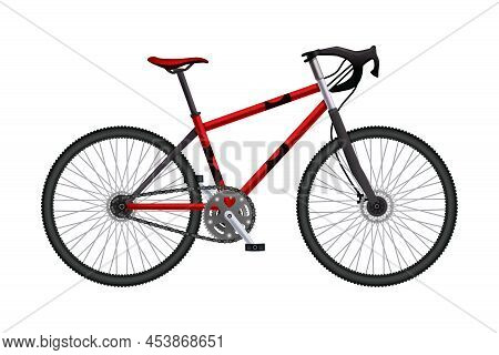 Realistic Bicycle Parts Composition With Isolated Built-up Mtb Hardtail Bike Model On Blank Backgrou