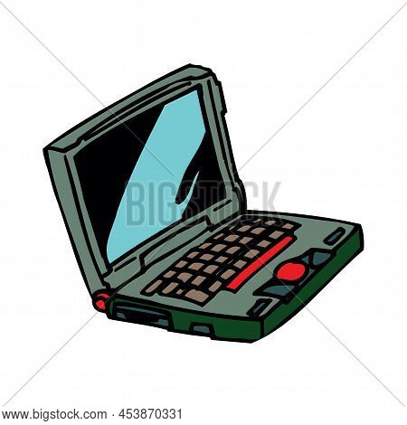 Old Computer Unit With A Monitor On A White Background In Eps 10