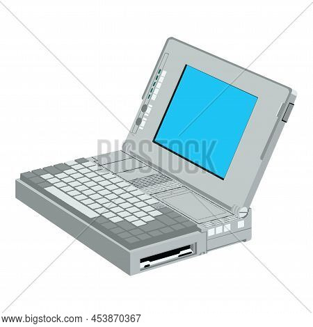 Old Computer Unit With A Monitor On A White Background In Eps 10
