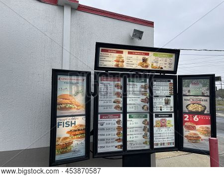 Augusta, Ga Usa - 03 10 22: Arbys Restaurant Fast Food Drive Thru Order Menu