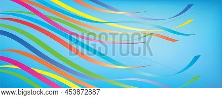 Colorful Maypole Ribbons In Blue Sky Holiday Design