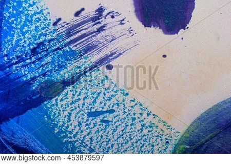 Abstract Painting Is Realized With Watercolors. The Brushes Strokes And The Dripping Technique Is Ma
