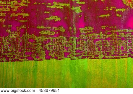 Abstract Painting Is Realized With Acrylic Colors. The Brushes Strokes Technique Is Made With Red An
