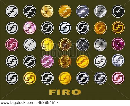 Set Coin Icon Firo Firo Cryptocurrency Icon. Digital Currency. Altcoin Symbol. Secure Cryptocurrency