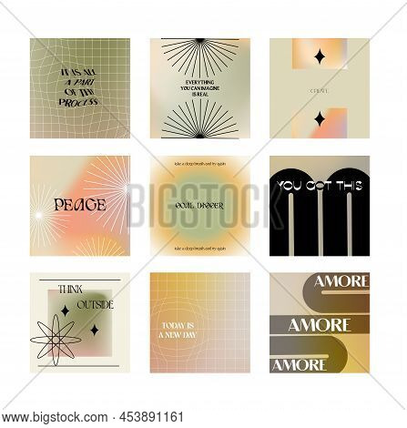 Design backgrounds for social media banner.Set of instagram post frame templates.Vector cover. Mockup for personal blog or shop.Layout for promotion.Endless square puzzle.