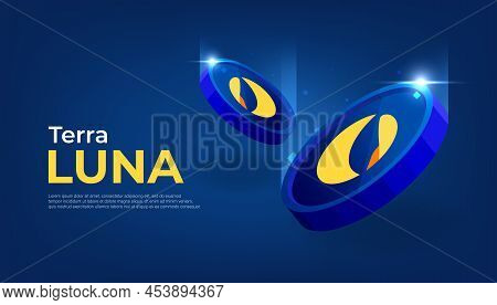 Terra Luna Banner. Luna Coin Cryptocurrency Concept Banner Background.