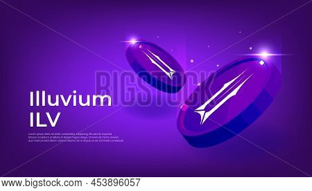 Illuvium Ilv Banner. Ilv Coin Cryptocurrency Concept Banner Background.