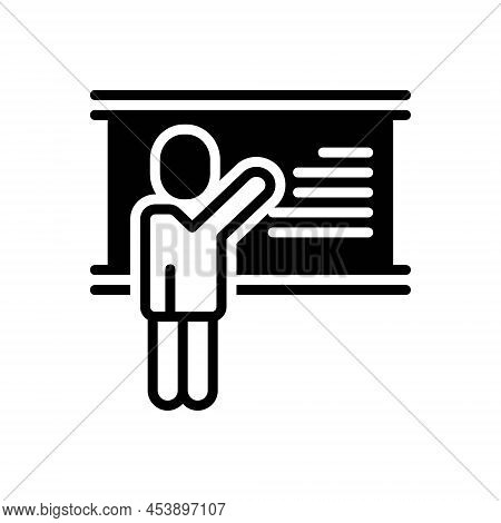 Black Solid Icon For Teacher Educator Tutor Instructor Pedagogue Blackboard Docent Supervisor Profes