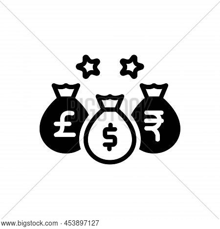 Black Solid Icon For Currency Money Cash Bag Money-bag Investment Wealth Riches Piles Mammon