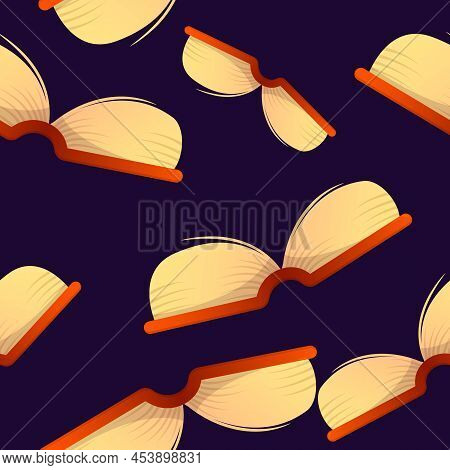 Open Book With Red Cover - Vector Seamless Pattern In Flat Style With Gradients