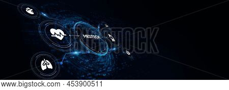 Medtech Medical Technology Information Integration Internet Big Data Concept On Virtual Screen. 3d I