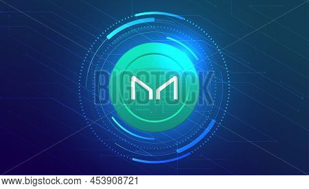 Maker (mkr) Coin Crypto Currency Themed Banner.