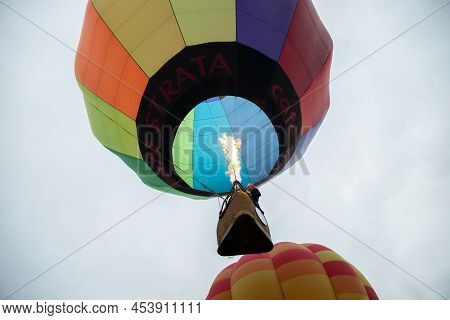 Masternon, New Zealand April, 22 2022 - People Attending Hot Air Balloon Festival In Masterton New Z