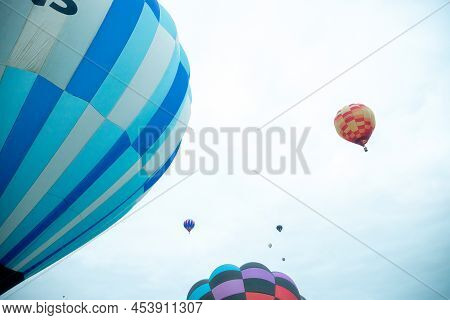 Masternon, New Zealand April, 22 2022 - People Attending Hot Air Balloon Festival In Masterton New Z