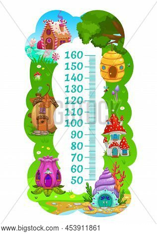 Kids Height Chart Growth Ruler Meter Flower And Acorn, Shell, Beehive, Mushroom And Caramel Houses. 