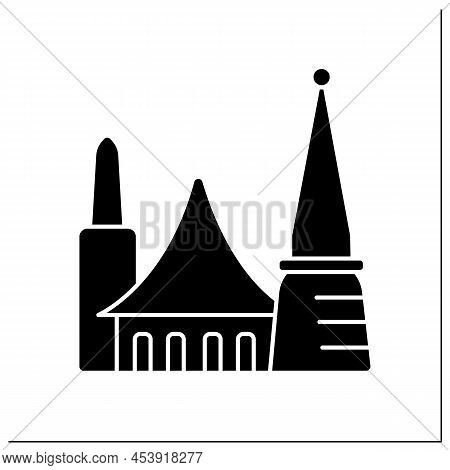 Bangkok Glyph Icon. Capital Of Thailand. Economy, Financial And Cultural Center. Traditional City Bu