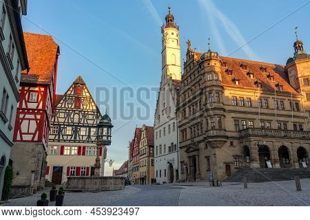 Beautiful Architecture Of Romantic Rothenburg Ob Der Tauber With Timbered Fachwerkhaus Syle Houses I
