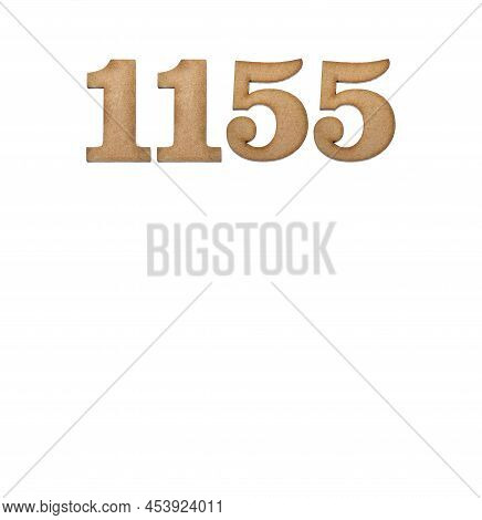 Number 1155 In Wood, Isolated On White Background