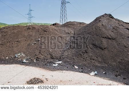 Big Heap Of Compost As A Result Of Organic Waste Recycling Process