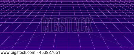 3d Digital Purple One Point Perspective Grid Wireframe