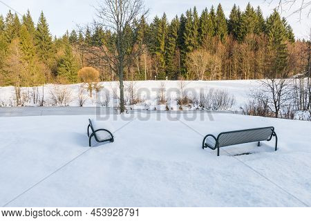 Spa Gardens In Spiegelau In The Winter, Bavarian Forest, Germany
