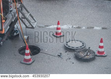 Barrier For Street Works On Sewer For Channel Works