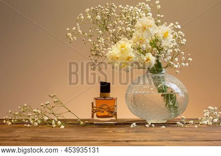 Krichev, Belarus, 16 February 2022: Yves Saint Laurent Libre Intense Eau De Parfum Fragrance With Wh