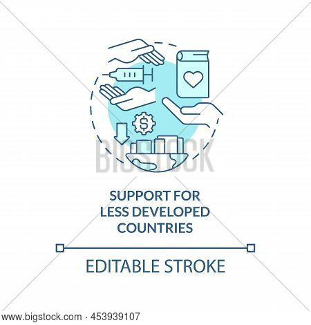 Less Developed Countries Support Turquoise Concept Icon. Global Fight Against Covid Abstract Idea Th