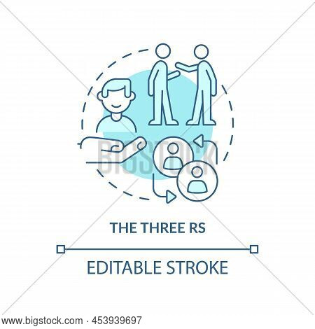 Three Rs Turquoise Concept Icon. Recognition, Respect And Response. Etiquette Abstract Idea Thin Lin