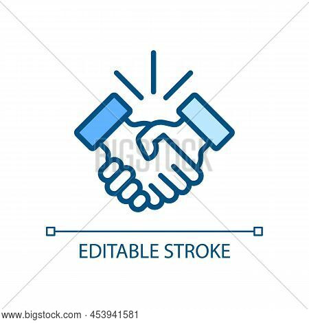 Handshake Pixel Perfect Rgb Color Icon. Business Etiquette. Shaking Hands. Deal Making. Company Meet