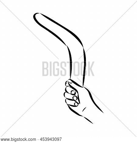 Boomerang In Flight. Vector Drawing Boomerang Vector
