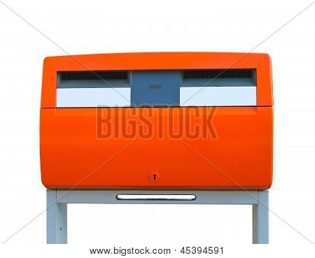 Dutch Public Mailbox Orange  Isolated On White. Netherlands